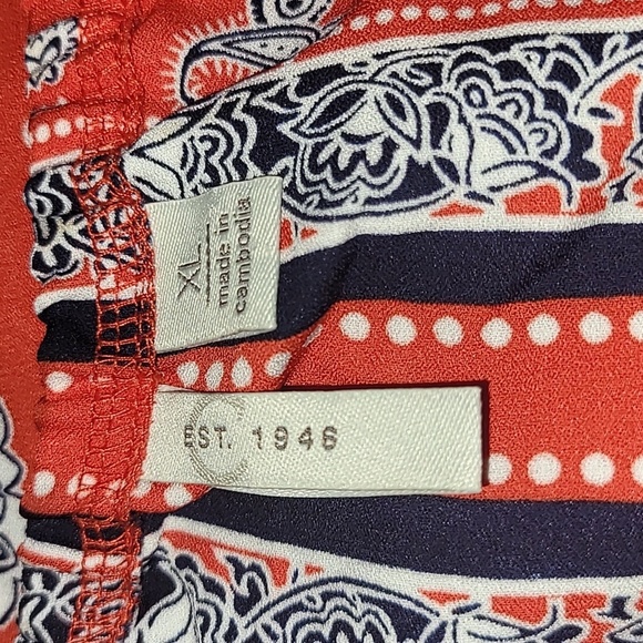 XL Est. 1946 Cold Shoulder Red Paisley Hankerchief Print 3/4 Sleeve  Tunic - Picture 5 of 6